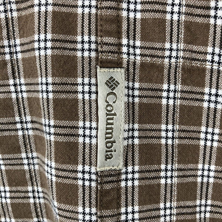 2000'S Columbia Check Pattern Long-Sleeve Button-Down Check Shirt, Men's Size M (approx.) cotton brown type Vintage Second Hand