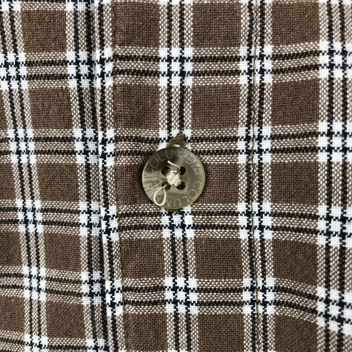2000'S Columbia Check Pattern Long-Sleeve Button-Down Check Shirt, Men's Size M (approx.) cotton brown type Vintage Second Hand