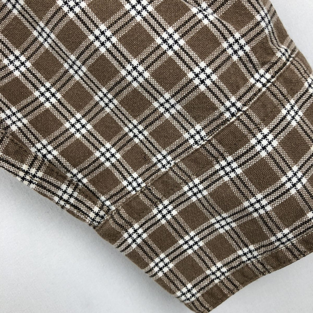 2000'S Columbia Check Pattern Long-Sleeve Button-Down Check Shirt, Men's Size M (approx.) cotton brown type Vintage Second Hand