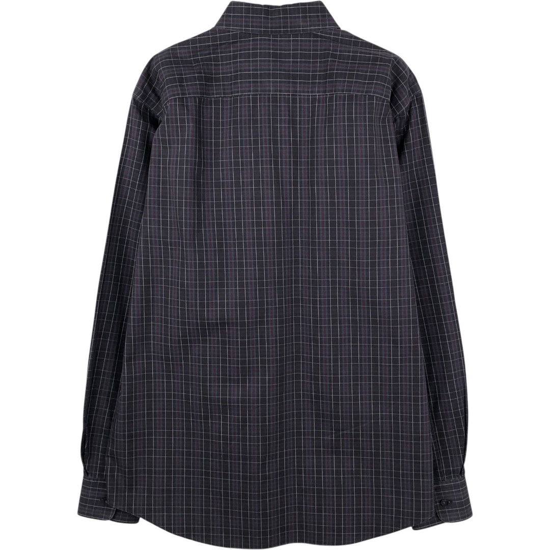 Eddie Bauer CLASSIC FIT WRINKLE-RESISTANT Long-Sleeve Cotton Check Shirt (Men's Size M) cotton Charcoal Vintage Second Hand