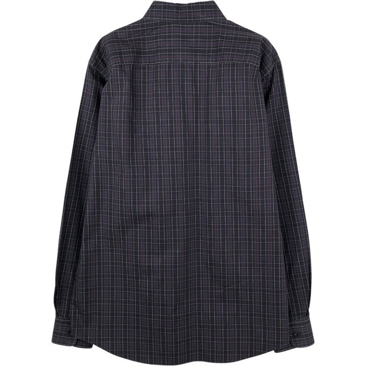 Eddie Bauer CLASSIC FIT WRINKLE-RESISTANT Long-Sleeve Cotton Check Shirt (Men's Size M) cotton Charcoal Vintage Second Hand