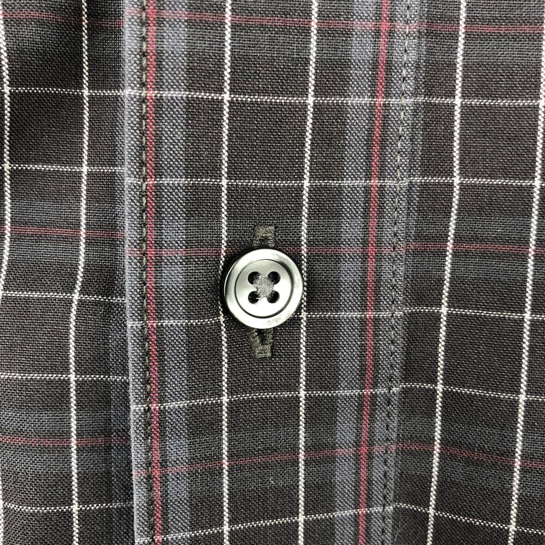 Eddie Bauer CLASSIC FIT WRINKLE-RESISTANT Long-Sleeve Cotton Check Shirt (Men's Size M) cotton Charcoal Vintage Second Hand