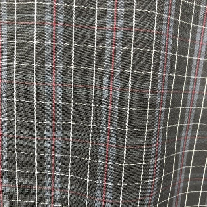 Eddie Bauer CLASSIC FIT WRINKLE-RESISTANT Long-Sleeve Cotton Check Shirt (Men's Size M) cotton Charcoal Vintage Second Hand
