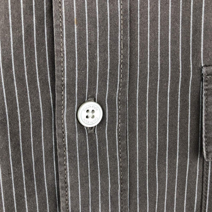 00s~ Calvin Klein Long Sleeve Cotton Striped Shirt Men's M Size cotton brown type Vintage Second Hand