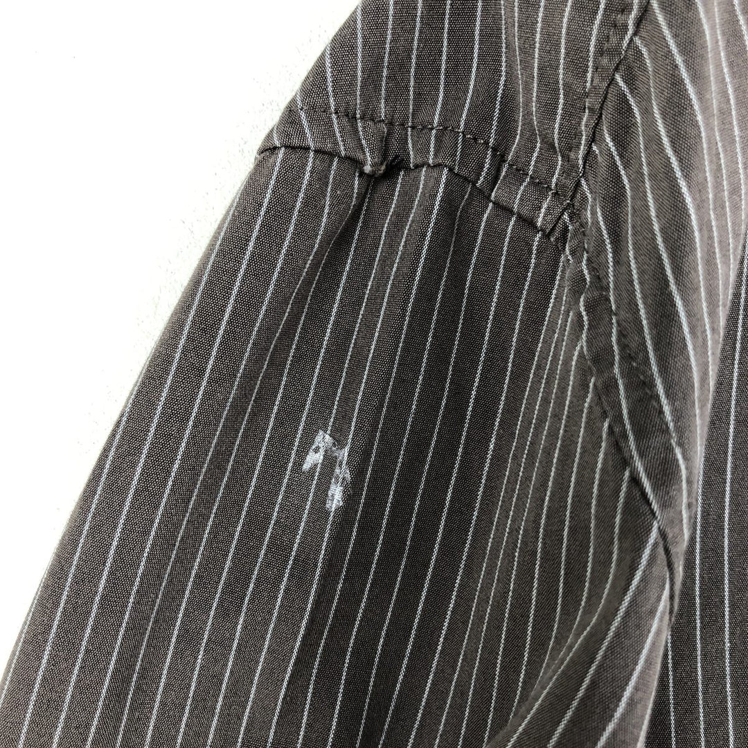 00s~ Calvin Klein Long Sleeve Cotton Striped Shirt Men's M Size cotton brown type Vintage Second Hand