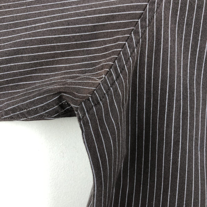 00s~ Calvin Klein Long Sleeve Cotton Striped Shirt Men's M Size cotton brown type Vintage Second Hand
