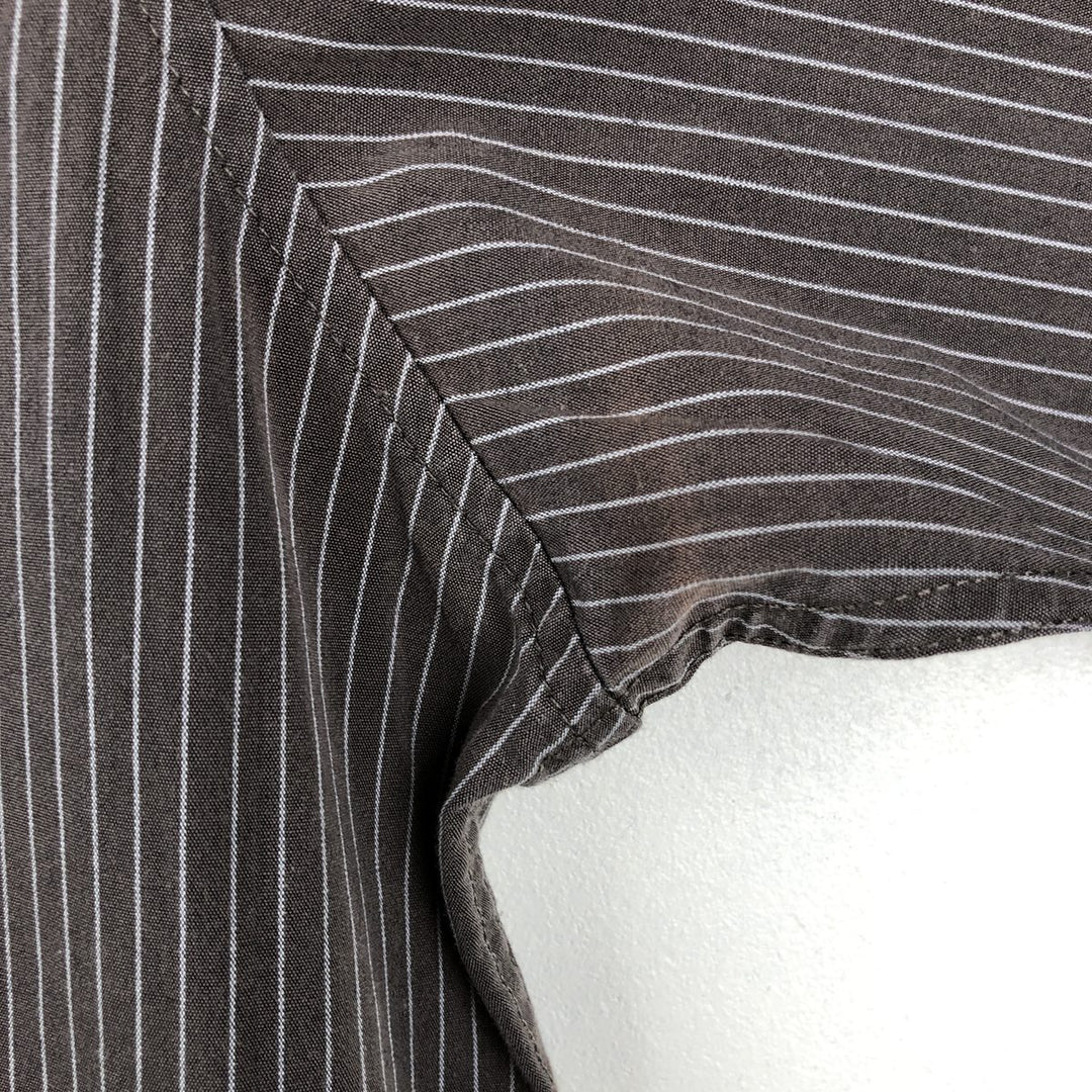 00s~ Calvin Klein Long Sleeve Cotton Striped Shirt Men's M Size cotton brown type Vintage Second Hand