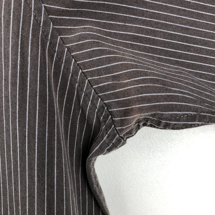 00s~ Calvin Klein Long Sleeve Cotton Striped Shirt Men's M Size cotton brown type Vintage Second Hand