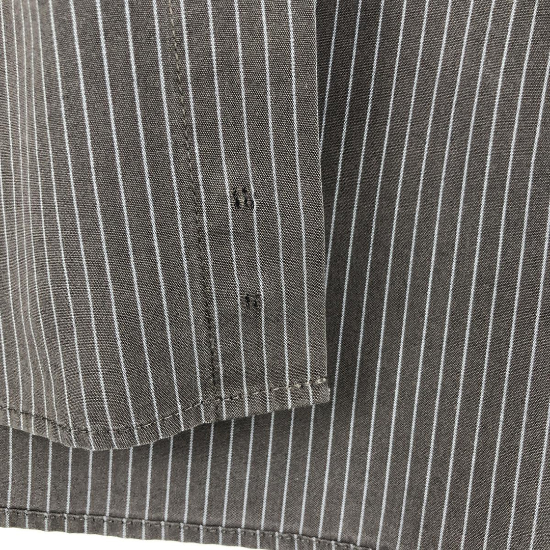 00s~ Calvin Klein Long Sleeve Cotton Striped Shirt Men's M Size cotton brown type Vintage Second Hand