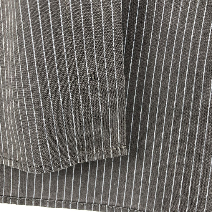 00s~ Calvin Klein Long Sleeve Cotton Striped Shirt Men's M Size cotton brown type Vintage Second Hand