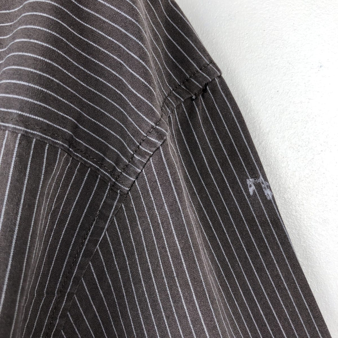 00s~ Calvin Klein Long Sleeve Cotton Striped Shirt Men's M Size cotton brown type Vintage Second Hand
