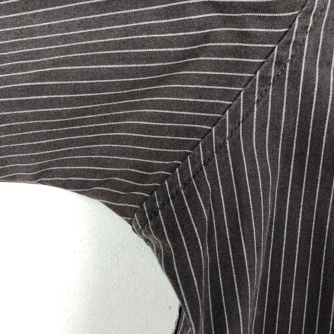 00s~ Calvin Klein Long Sleeve Cotton Striped Shirt Men's M Size cotton brown type Vintage Second Hand
