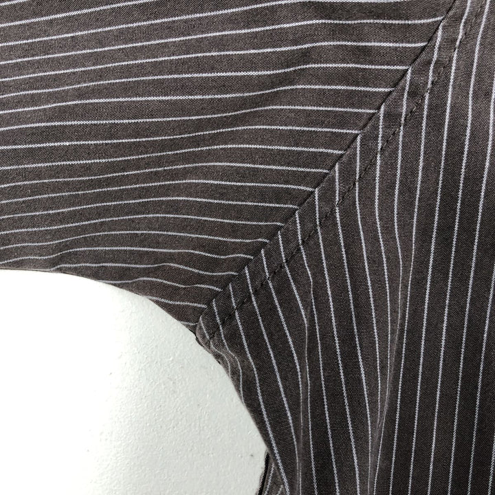 00s~ Calvin Klein Long Sleeve Cotton Striped Shirt Men's M Size cotton brown type Vintage Second Hand