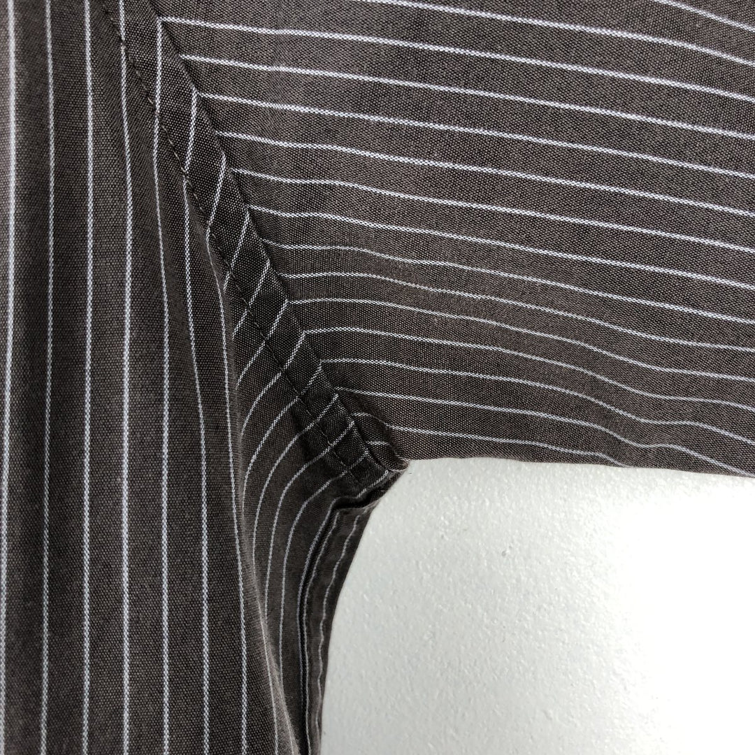 00s~ Calvin Klein Long Sleeve Cotton Striped Shirt Men's M Size cotton brown type Vintage Second Hand