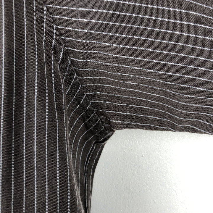 00s~ Calvin Klein Long Sleeve Cotton Striped Shirt Men's M Size cotton brown type Vintage Second Hand
