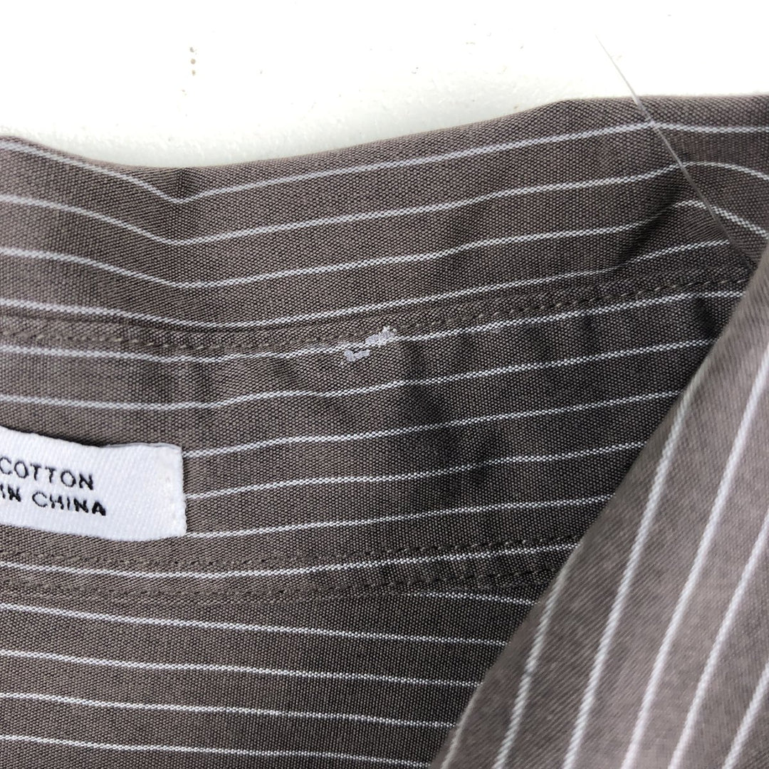 00s~ Calvin Klein Long Sleeve Cotton Striped Shirt Men's M Size cotton brown type Vintage Second Hand