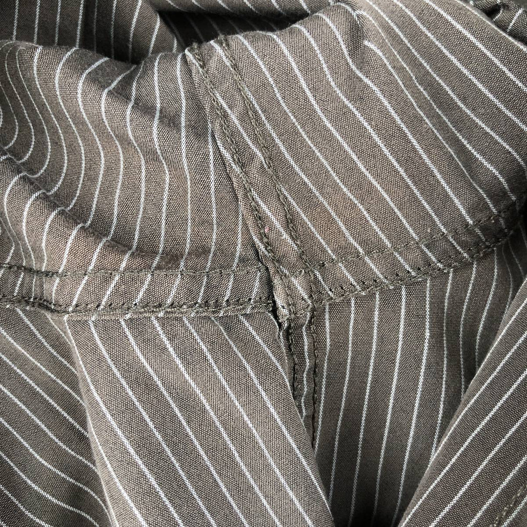 00s~ Calvin Klein Long Sleeve Cotton Striped Shirt Men's M Size cotton brown type Vintage Second Hand