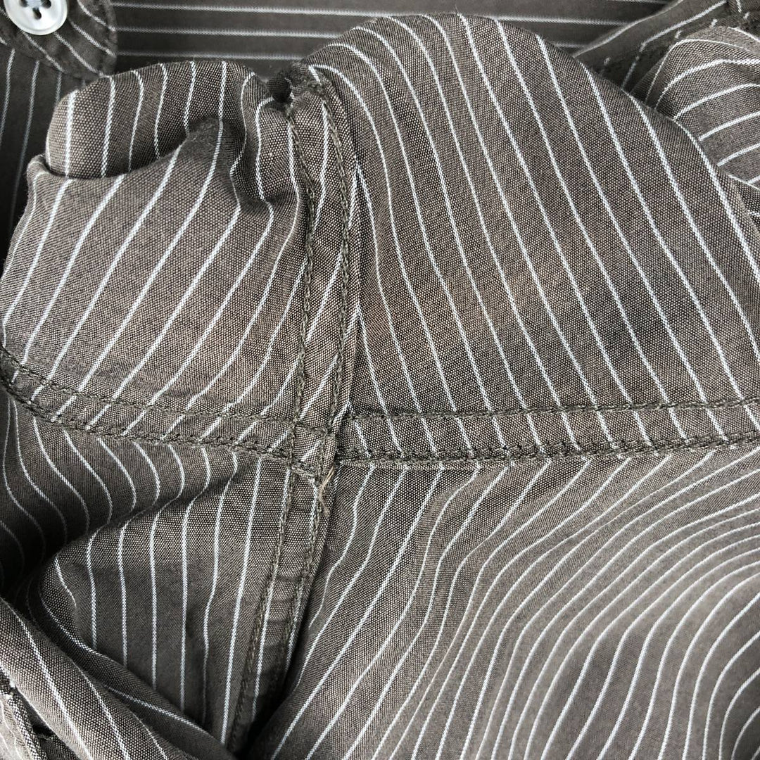 00s~ Calvin Klein Long Sleeve Cotton Striped Shirt Men's M Size cotton brown type Vintage Second Hand