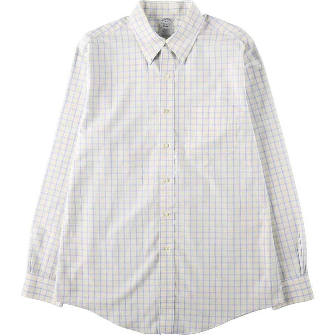 Brooks Brothers Est.1818 Classic Long-Sleeve Button-Down Check Shirt, Men's Size L (approx.) Supima Cotton white type Vintage Second Hand