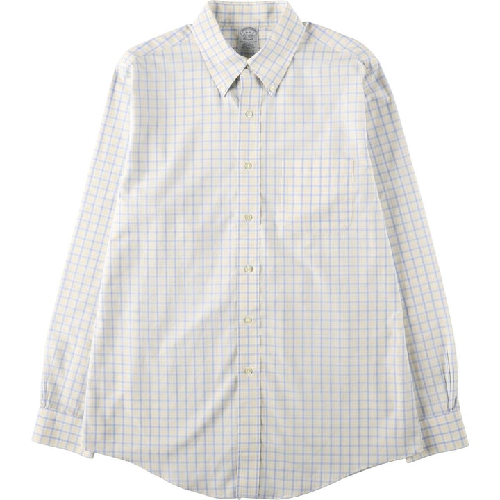 Brooks Brothers Est.1818 Classic Long-Sleeve Button-Down Check Shirt, Men's Size L (approx.) Supima Cotton white type Vintage Second Hand
