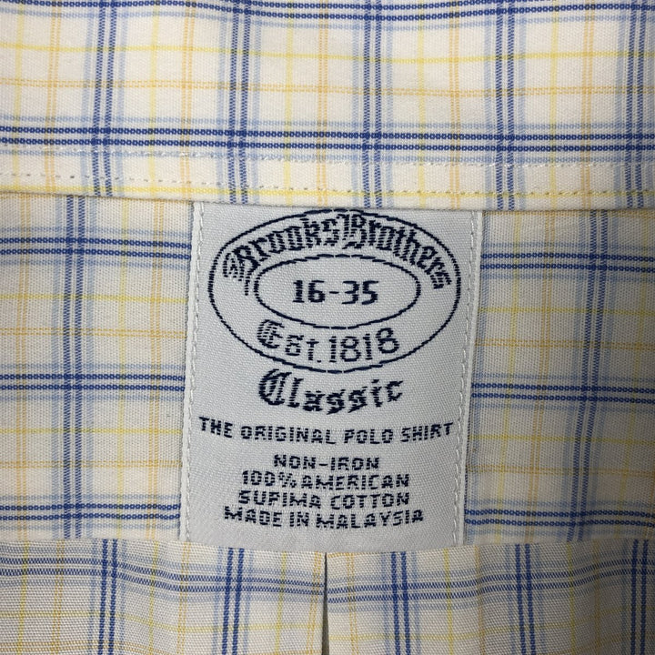 Brooks Brothers Est.1818 Classic Long-Sleeve Button-Down Check Shirt, Men's Size L (approx.) Supima Cotton white type Vintage Second Hand