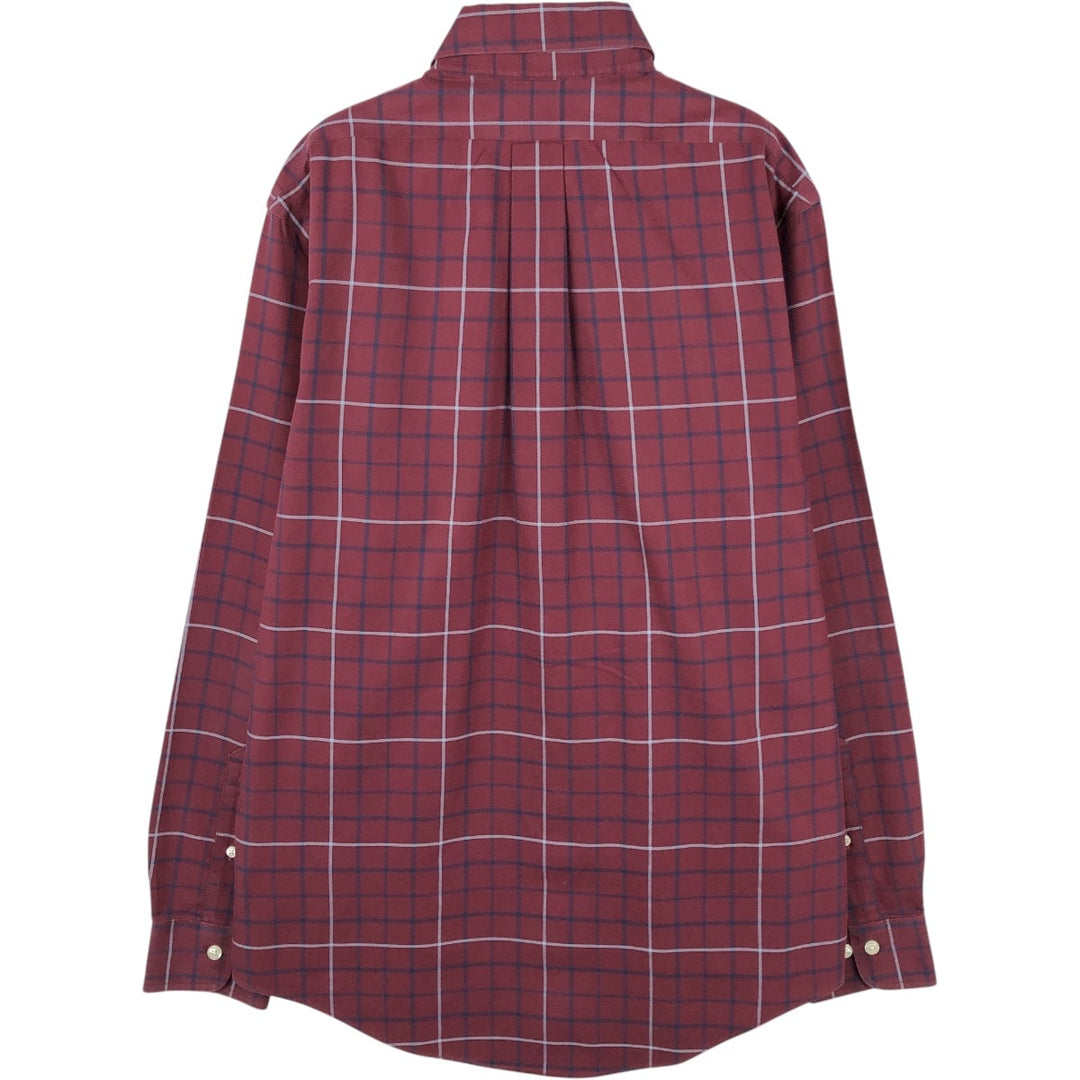 Brooks Brothers Est.1818 REGENT Long Sleeve Button-Down Check Shirt, Men's Size M cotton burgundy type Vintage Second Hand