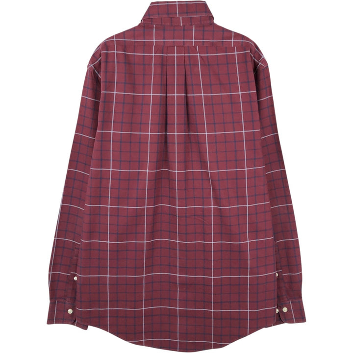 Brooks Brothers Est.1818 REGENT Long Sleeve Button-Down Check Shirt, Men's Size M cotton burgundy type Vintage Second Hand
