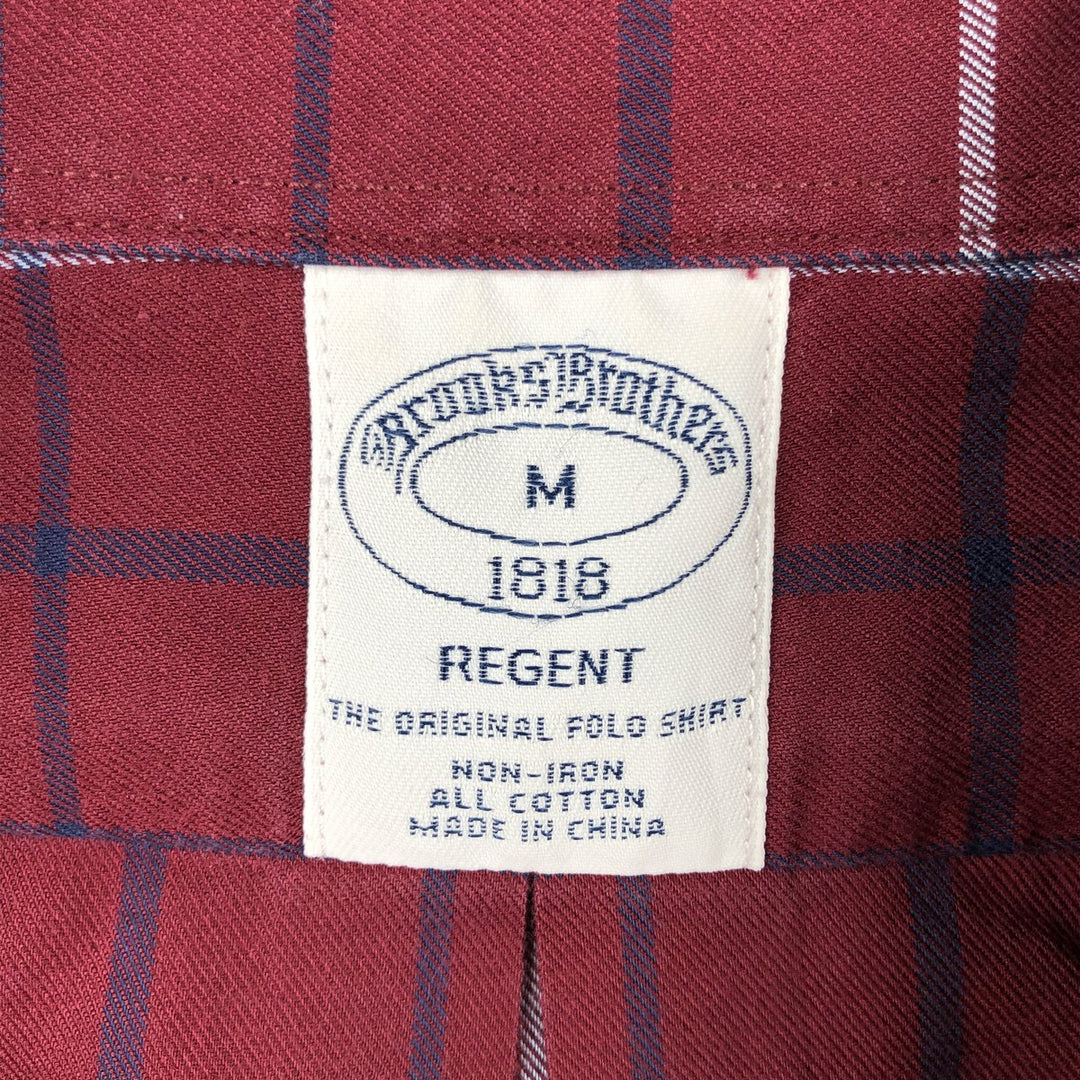 Brooks Brothers Est.1818 REGENT Long Sleeve Button-Down Check Shirt, Men's Size M cotton burgundy type Vintage Second Hand