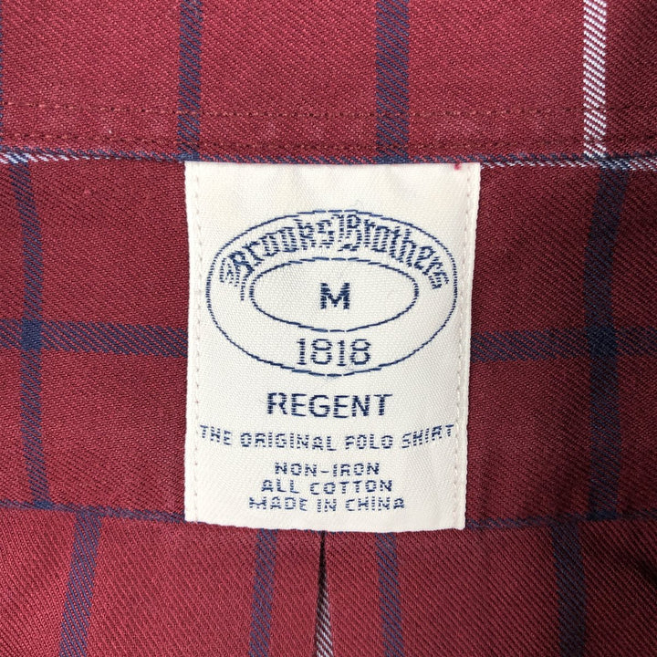 Brooks Brothers Est.1818 REGENT Long Sleeve Button-Down Check Shirt, Men's Size M cotton burgundy type Vintage Second Hand