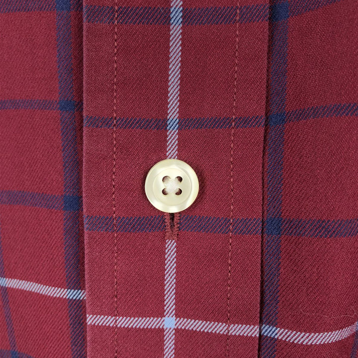 Brooks Brothers Est.1818 REGENT Long Sleeve Button-Down Check Shirt, Men's Size M cotton burgundy type Vintage Second Hand