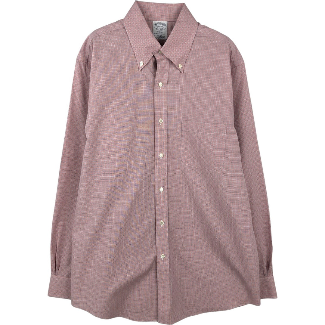 Brooks Brothers Est.1818 REGENT Long Sleeve Button-Down Check Shirt, Men's Size M Supima Cotton pink type Vintage Second Hand