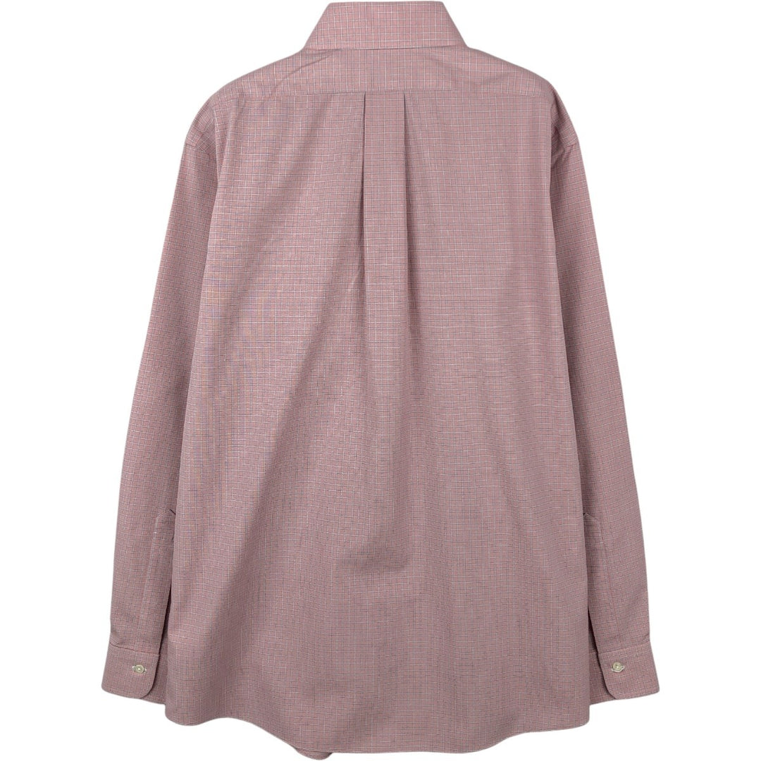 Brooks Brothers Est.1818 REGENT Long Sleeve Button-Down Check Shirt, Men's Size M Supima Cotton pink type Vintage Second Hand