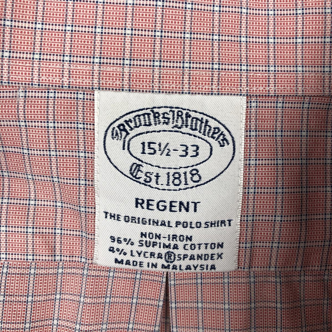 Brooks Brothers Est.1818 REGENT Long Sleeve Button-Down Check Shirt, Men's Size M Supima Cotton pink type Vintage Second Hand