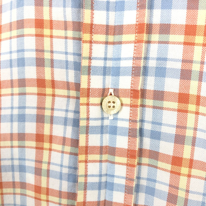 Lacoste (French design) Long-sleeved button-down check shirt, size 44 (equivalent to men's XL) cotton orange type Vintage Second Hand