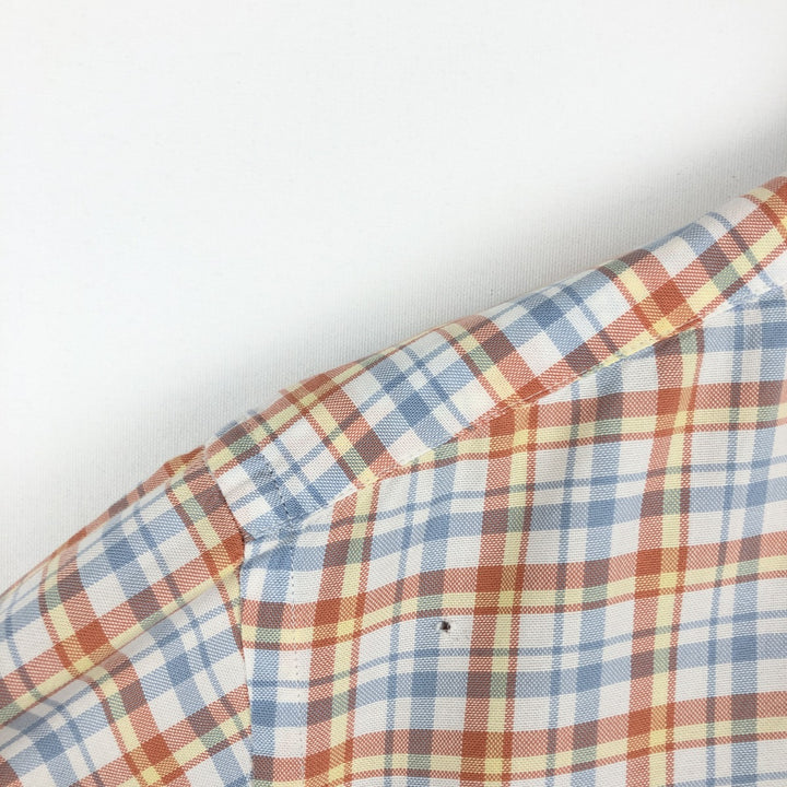 Lacoste (French design) Long-sleeved button-down check shirt, size 44 (equivalent to men's XL) cotton orange type Vintage Second Hand