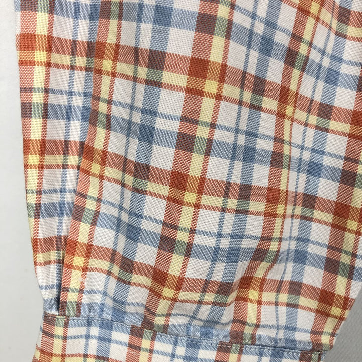 Lacoste (French design) Long-sleeved button-down check shirt, size 44 (equivalent to men's XL) cotton orange type Vintage Second Hand