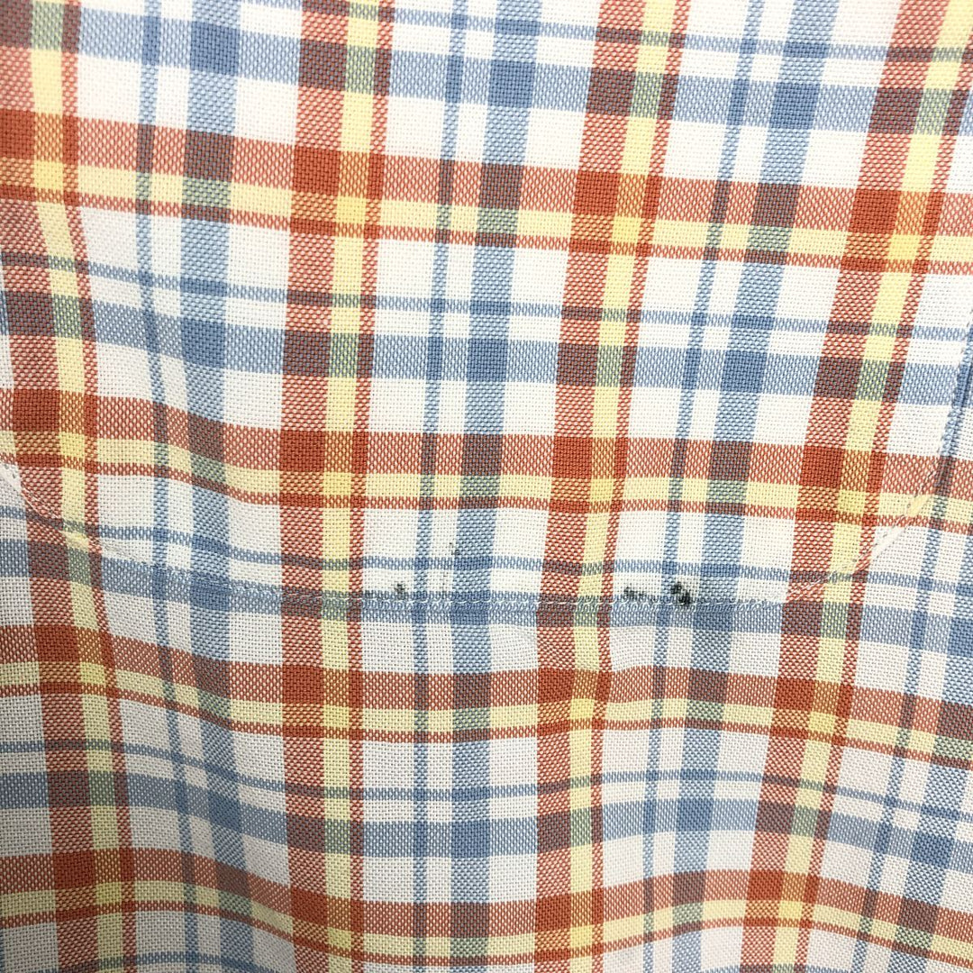 Lacoste (French design) Long-sleeved button-down check shirt, size 44 (equivalent to men's XL) cotton orange type Vintage Second Hand