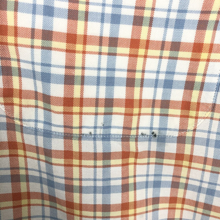 Lacoste (French design) Long-sleeved button-down check shirt, size 44 (equivalent to men's XL) cotton orange type Vintage Second Hand