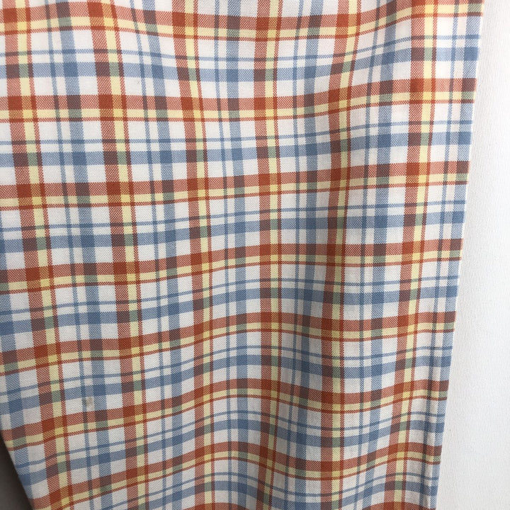 Lacoste (French design) Long-sleeved button-down check shirt, size 44 (equivalent to men's XL) cotton orange type Vintage Second Hand