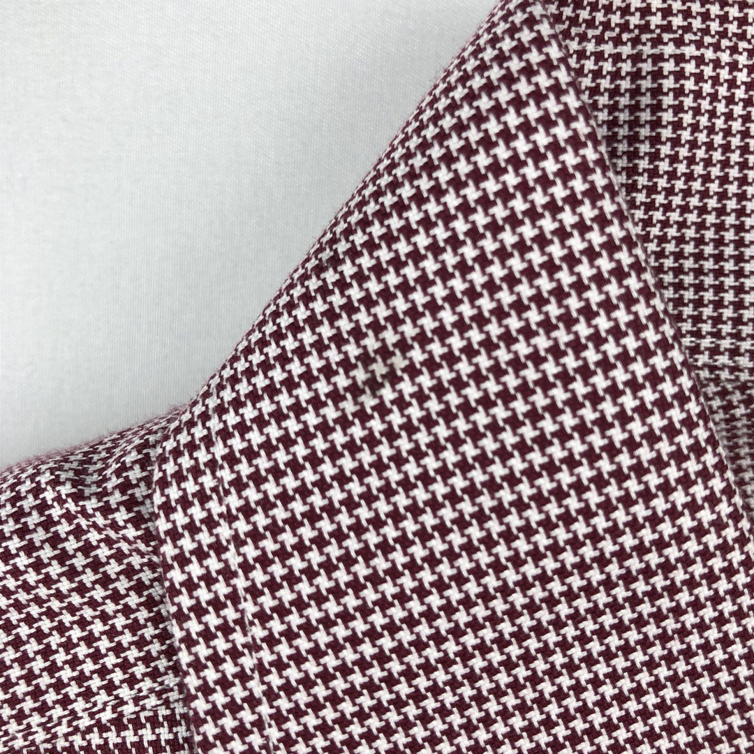 Brooks Brothers Est.1818 REGENT Houndstooth Pattern Wide Collar Long Sleeve Cotton Check Shirt (Men's Size L) cotton bordeaux Vintage Second Hand