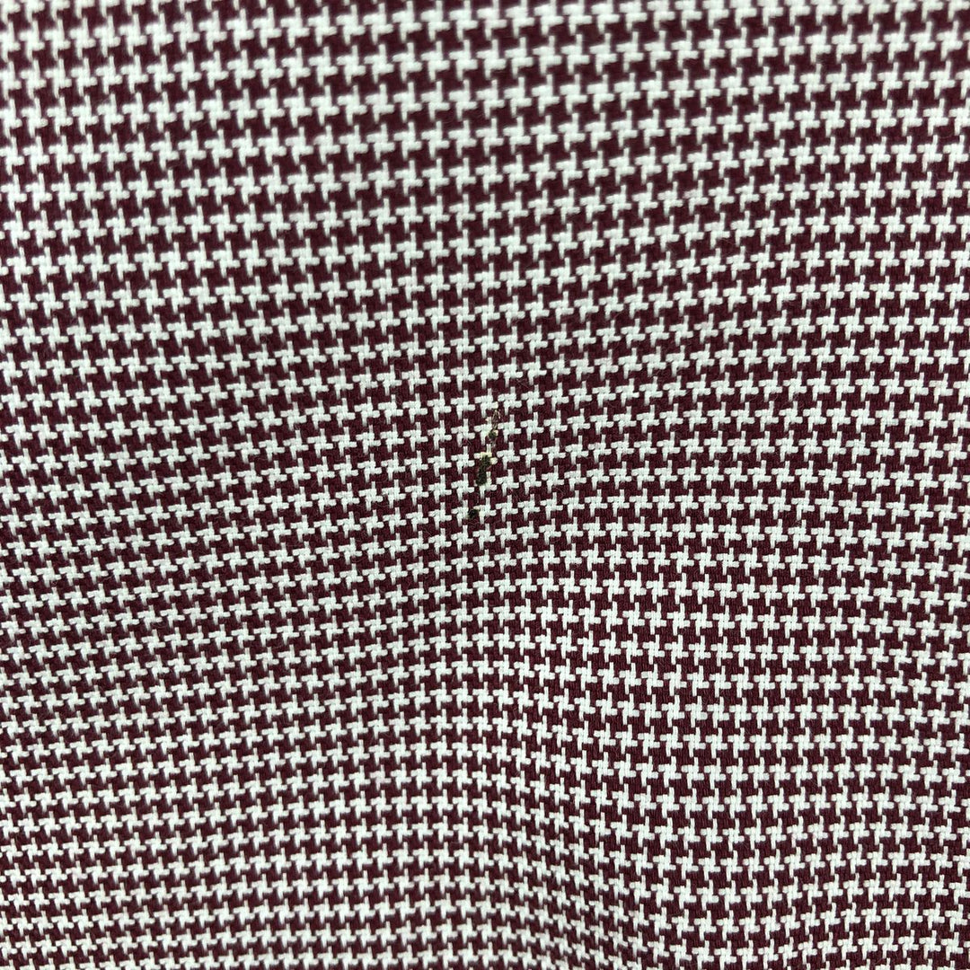 Brooks Brothers Est.1818 REGENT Houndstooth Pattern Wide Collar Long Sleeve Cotton Check Shirt (Men's Size L) cotton bordeaux Vintage Second Hand