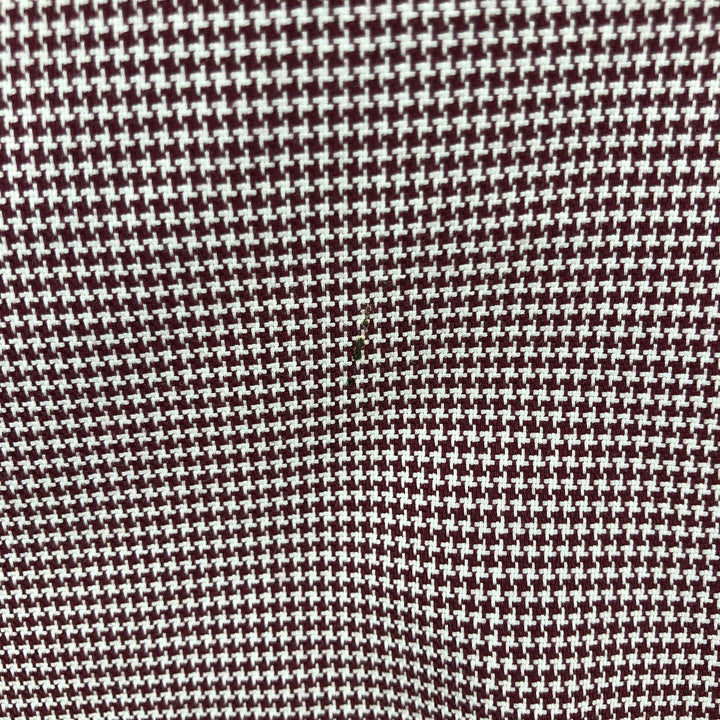 Brooks Brothers Est.1818 REGENT Houndstooth Pattern Wide Collar Long Sleeve Cotton Check Shirt (Men's Size L) cotton bordeaux Vintage Second Hand