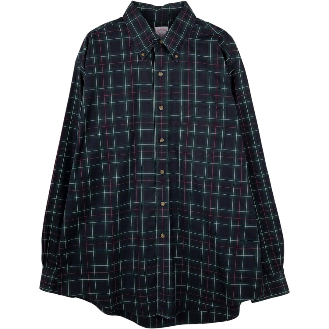 Brooks Brothers Est. 1818 Long Sleeve Cotton Check Shirt, Men's Size L cotton Green type dark green Vintage Second Hand
