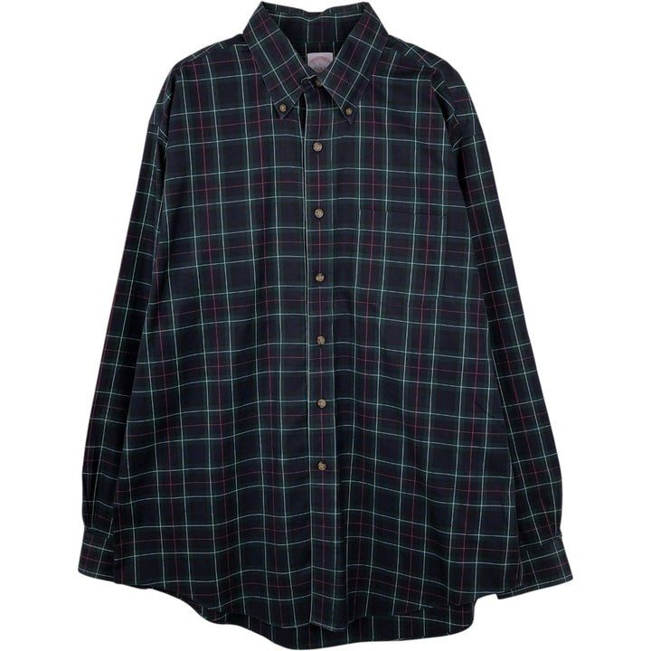 Brooks Brothers Est. 1818 Long Sleeve Cotton Check Shirt, Men's Size L cotton Green type dark green Vintage Second Hand