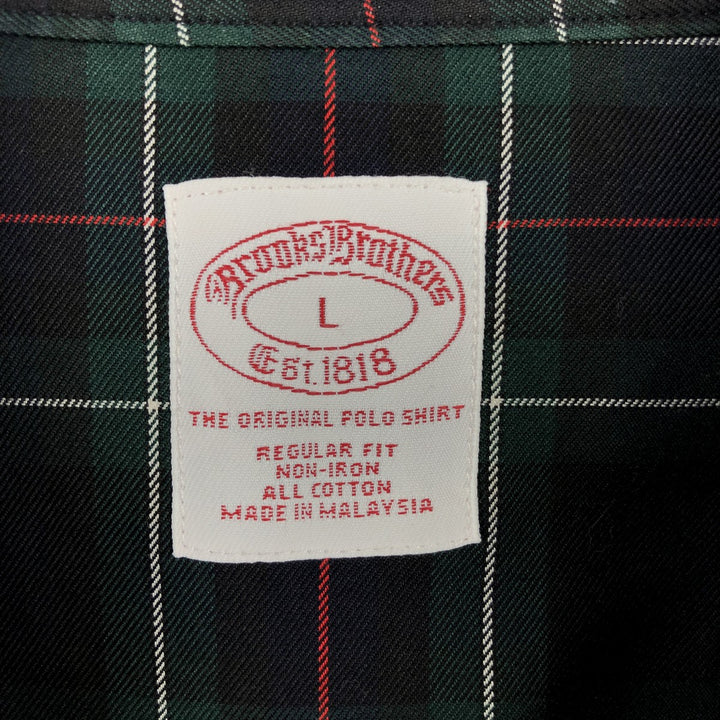 Brooks Brothers Est. 1818 Long Sleeve Cotton Check Shirt, Men's Size L cotton Green type dark green Vintage Second Hand