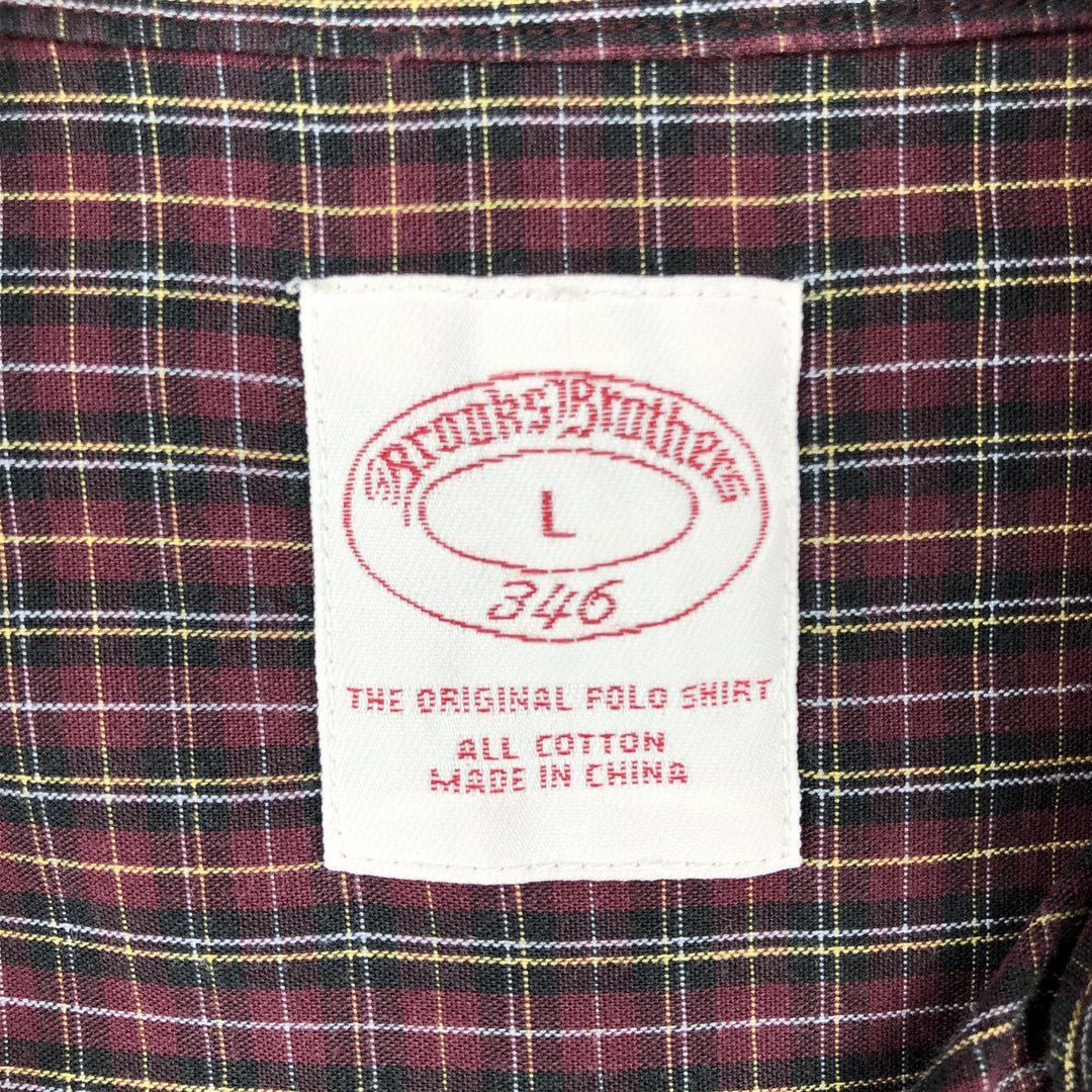Brooks Brothers Long Sleeve Button-Down Check Shirt, Men's Size L cotton Purple type red-purple Vintage Second Hand