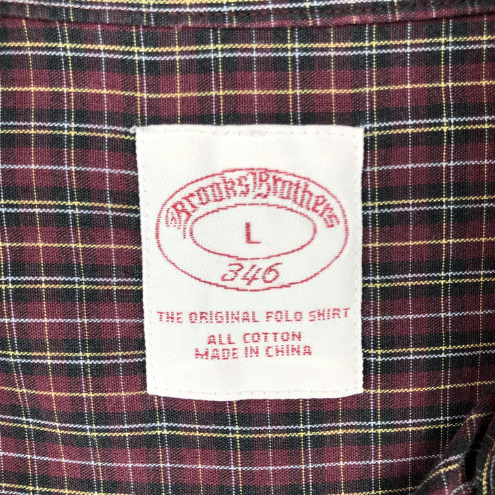 Brooks Brothers Long Sleeve Button-Down Check Shirt, Men's Size L cotton Purple type red-purple Vintage Second Hand