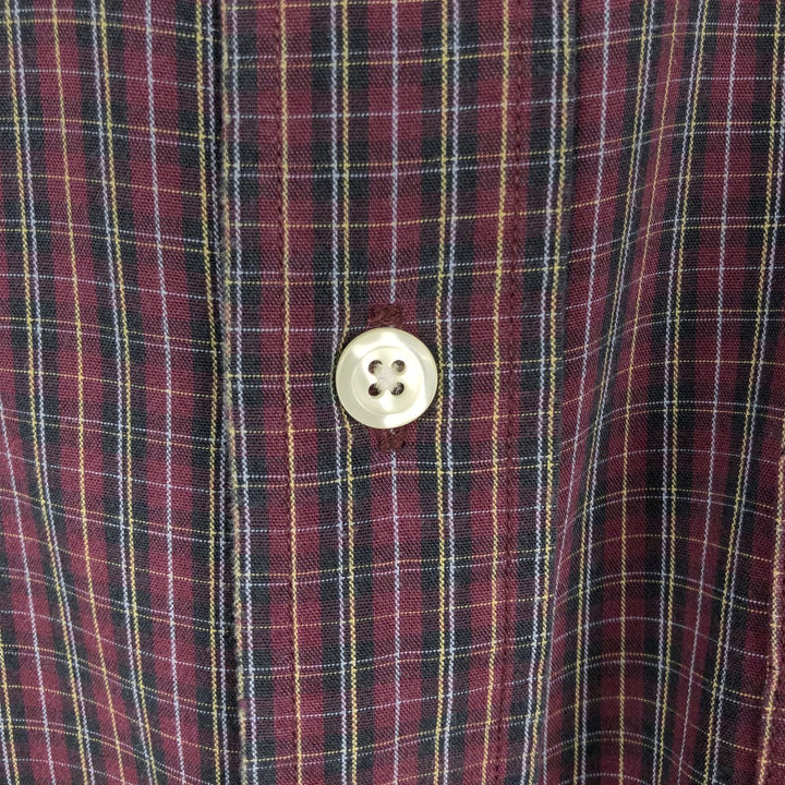 Brooks Brothers Long Sleeve Button-Down Check Shirt, Men's Size L cotton Purple type red-purple Vintage Second Hand