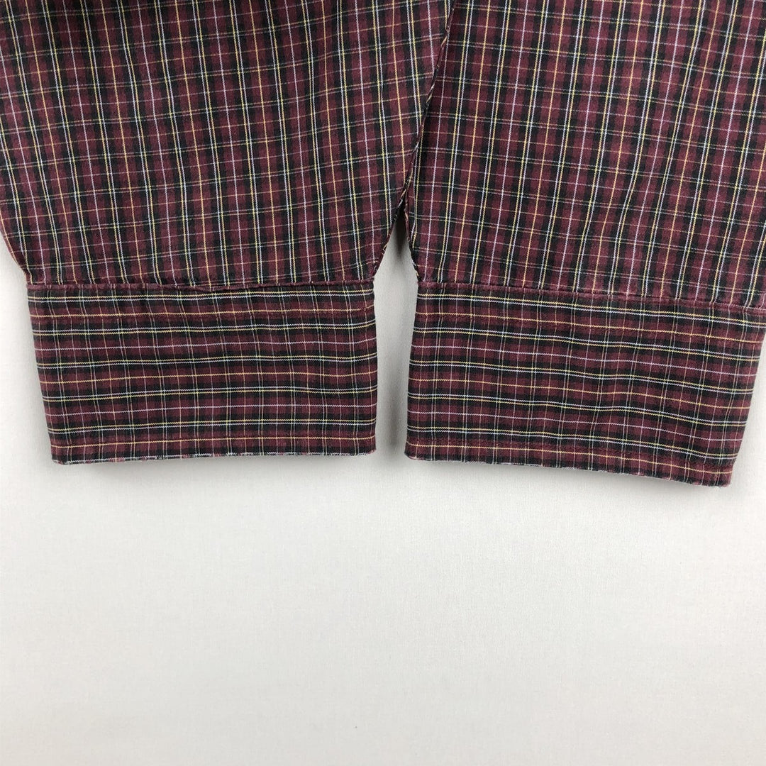 Brooks Brothers Long Sleeve Button-Down Check Shirt, Men's Size L cotton Purple type red-purple Vintage Second Hand
