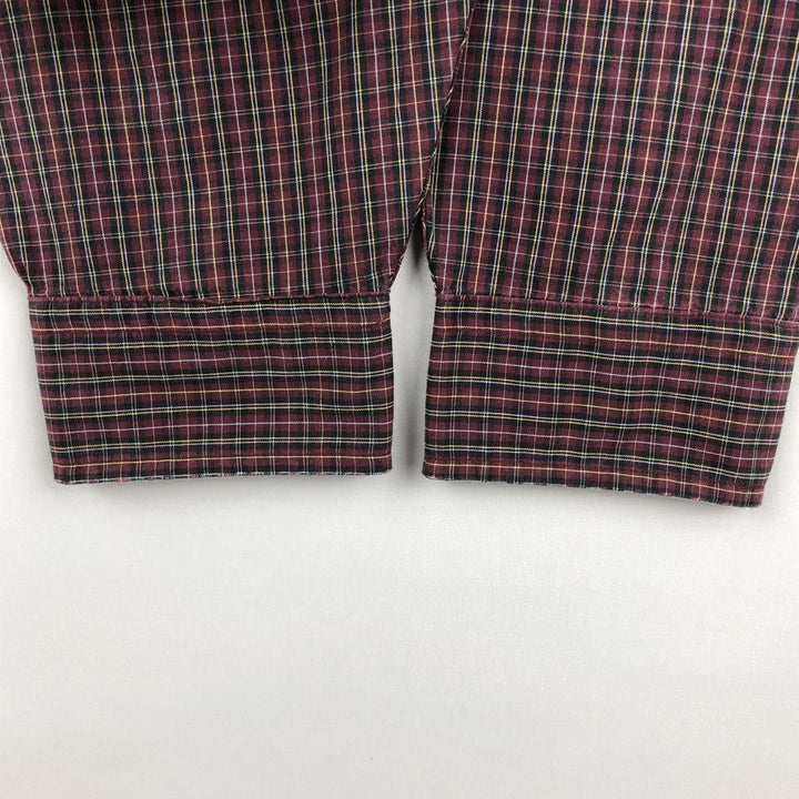 Brooks Brothers Long Sleeve Button-Down Check Shirt, Men's Size L cotton Purple type red-purple Vintage Second Hand